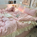 Taooba Kawaii Princess Seersucker Ruffled Bedding Set