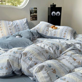 Taooba Light Blue Floral Print Bedding Set