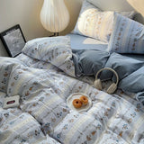 Taooba Light Blue Floral Print Bedding Set