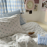 Taooba Light Blue Tiny Flowers Cotton Bedding Set