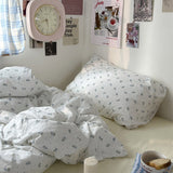 Taooba-Light Blue Tiny Flowers Cotton Bedding Set