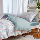 Taooba Pastel Blue Plaid Dorm Bedding Set