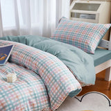 Taooba Pastel Blue Plaid Dorm Bedding Set