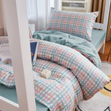 Taooba Pastel Blue Plaid Dorm Bedding Set