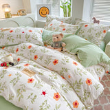 Taooba Orange Flowers Cute Bedding Set