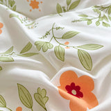 Taooba Orange Flowers Cute Bedding Set