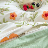 Taooba Orange Flowers Cute Bedding Set