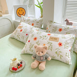 Taooba Orange Flowers Cute Bedding Set