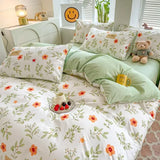 Taooba Orange Flowers Cute Bedding Set