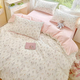 Taooba-Pale Pink Floral Print Bedding Set