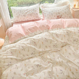 Taooba Pale Pink Floral Print Bedding Set