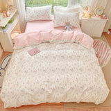 Taooba-Pale Pink Floral Print Bedding Set