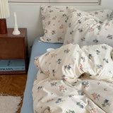 Taooba-Soft Pastel Blue Floral Print Bedding Set