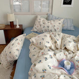 Taooba-Soft Pastel Blue Floral Print Bedding Set