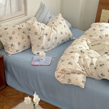 Taooba-Soft Pastel Blue Floral Print Bedding Set