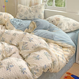 Taooba Pastel Blue Flowers Print Bedding Set