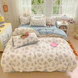 Taooba Pastel Blue Flowers Print Bedding Set