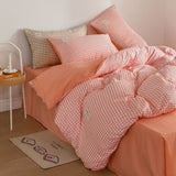 Taooba-Mini Plaid Print Pastel Bedding Set