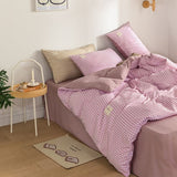 Taooba Mini Plaid Print Pastel Bedding Set