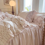 Taooba Pink Gingham & Ditsy Floral Bedding Set