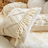 Taooba-Beige Boho Tufted Cushion Cover