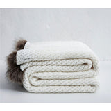 Taooba-Pom Pom Knit Throw Blanket Super Soft Warm Cozy