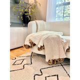 Taooba-Pom Pom Knit Throw Blanket Super Soft Warm Cozy