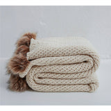 Taooba-Pom Pom Knit Throw Blanket Super Soft Warm Cozy