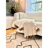 Taooba-Pom Pom Knit Throw Blanket Super Soft Warm Cozy