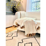 Taooba-Pom Pom Knit Throw Blanket Super Soft Warm Cozy