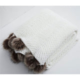 Taooba-Pom Pom Knit Throw Blanket Super Soft Warm Cozy