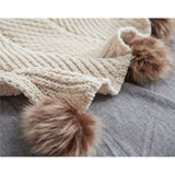 Taooba-Pom Pom Knit Throw Blanket Super Soft Warm Cozy