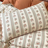 Taooba-Retro Brown Floral Print Bedding Set