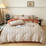 Taooba-Retro Brown Floral Print Bedding Set