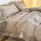 Taooba Ruffled Seersucker Cute Bedding Set