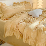 Taooba Ruffled Seersucker Cute Bedding Set