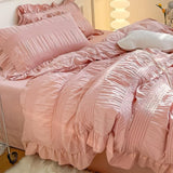 Taooba Ruffled Seersucker Cute Bedding Set