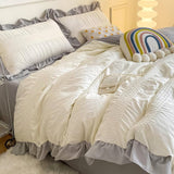 Taooba Ruffled Seersucker Cute Bedding Set