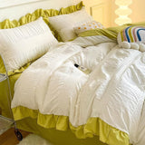 Taooba Ruffled Seersucker Cute Bedding Set