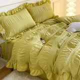 Taooba Ruffled Seersucker Cute Bedding Set