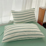 Taooba Minimalist Green Striped Sage Bedding Set