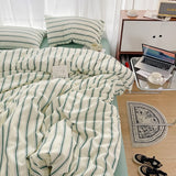 Taooba-Minimalist Green Striped Sage Bedding Set