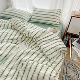 Taooba Minimalist Green Striped Sage Bedding Set