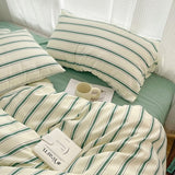 Taooba Minimalist Green Striped Sage Bedding Set