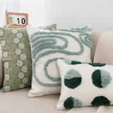 Taooba-Sage Green Circles Tufted Cushion Cover