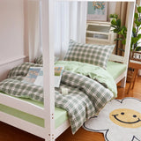 Taooba Sage Green Plaid Dorm Bedding Set