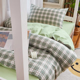 Taooba Sage Green Plaid Dorm Bedding Set