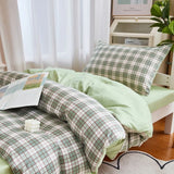 Taooba Sage Green Plaid Dorm Bedding Set