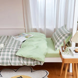 Taooba Sage Green Plaid Dorm Bedding Set