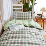 Taooba Sage Green Plaid Dorm Bedding Set